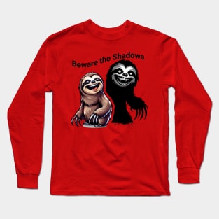 Shadows' Embrace: A Sloth's Sinister Secret Long Sleeve T-Shirt